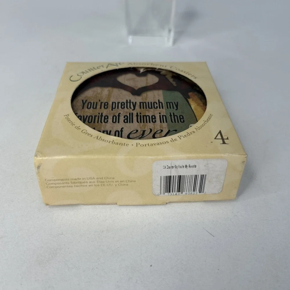 Counter Art Absorbent Stone Coasters Youre My Favorite Set 4 Love Finger‎ Heart